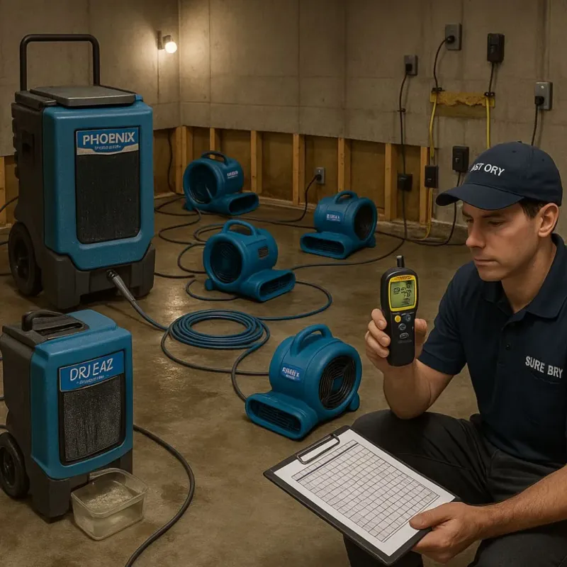 Structural Drying and Dehumidification process in Lamoni, IA